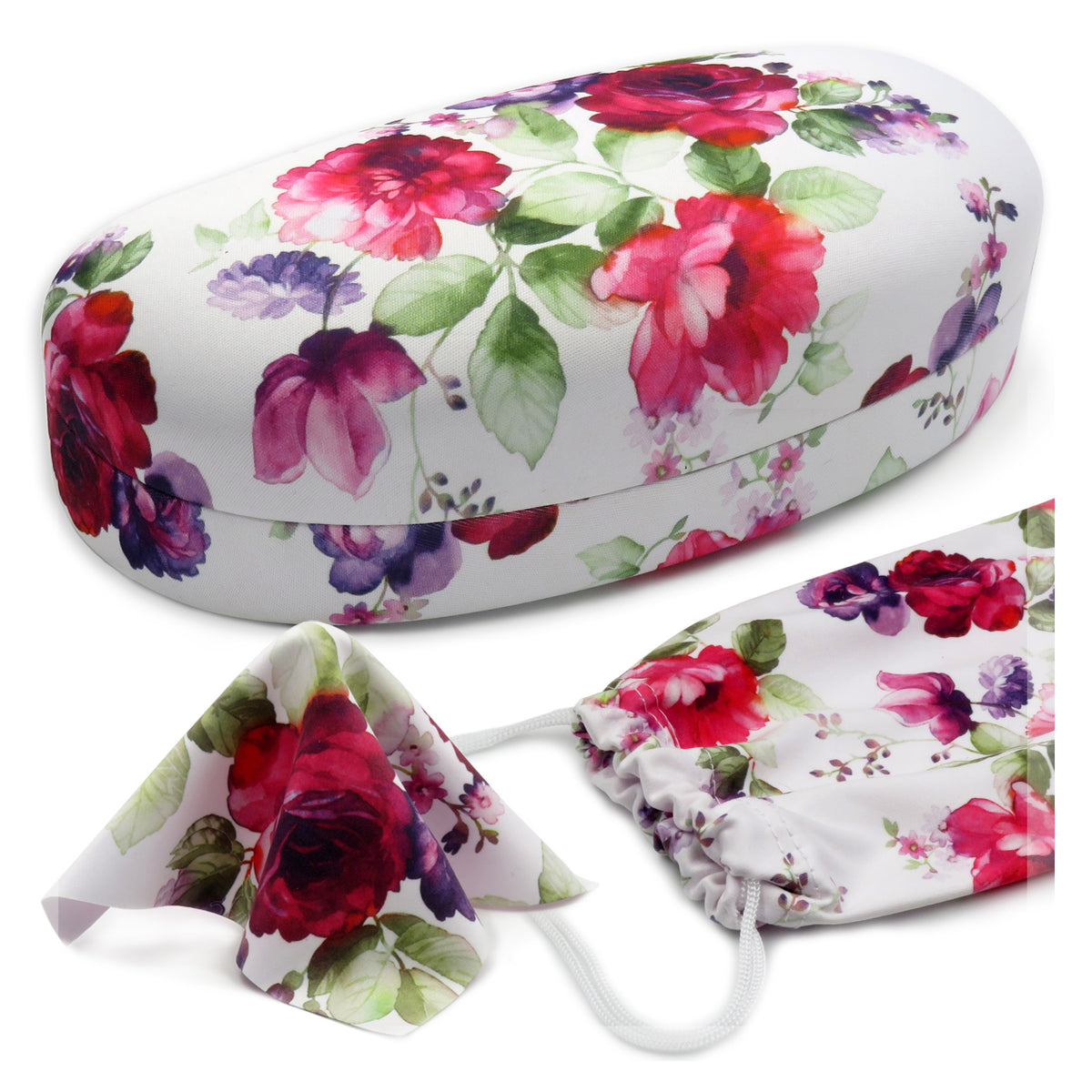 Floral Rose Print Glasses Case XL Soft Sunglasses Case in Floral Microsoft print - Glasses  main image 2