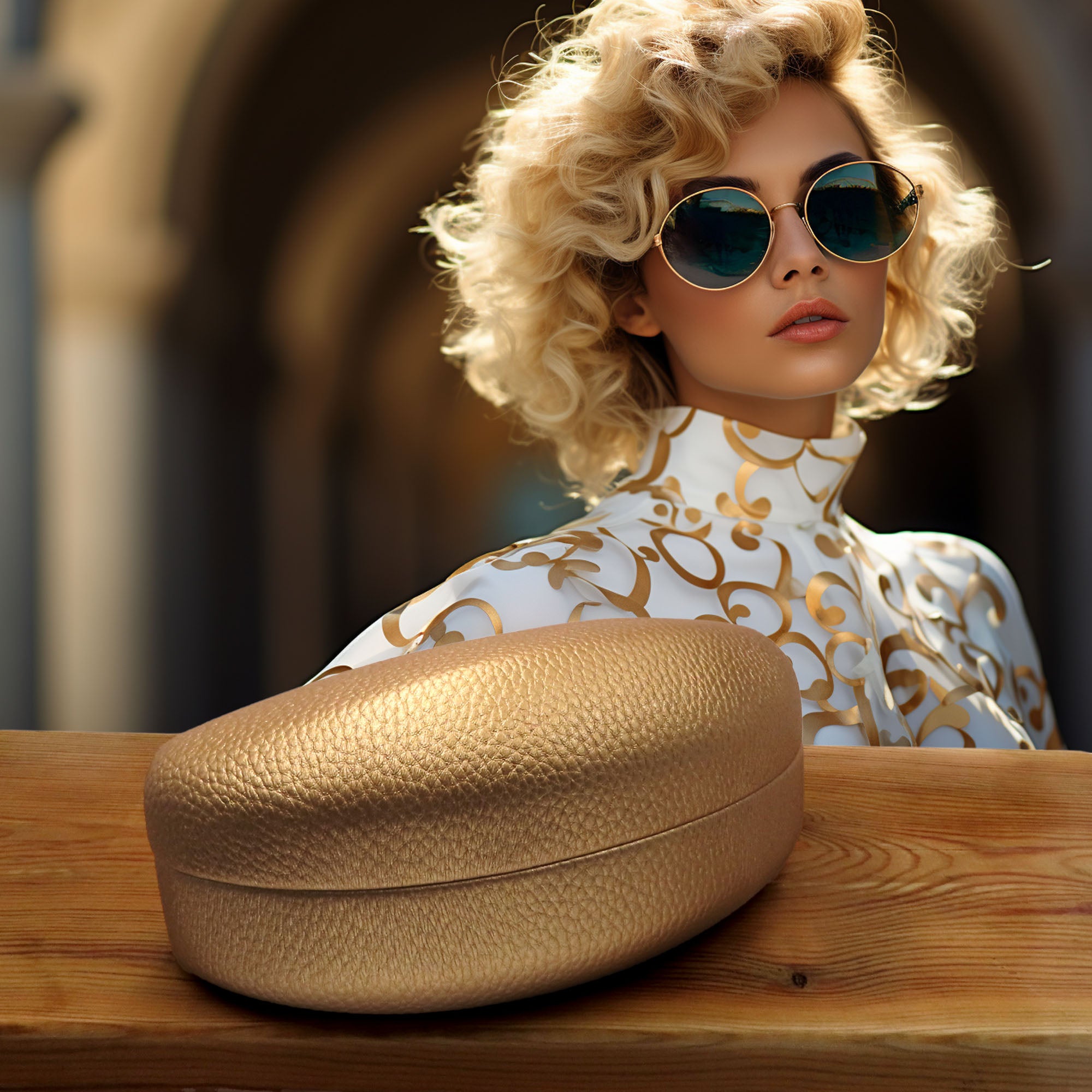 Gold sunglasses case online