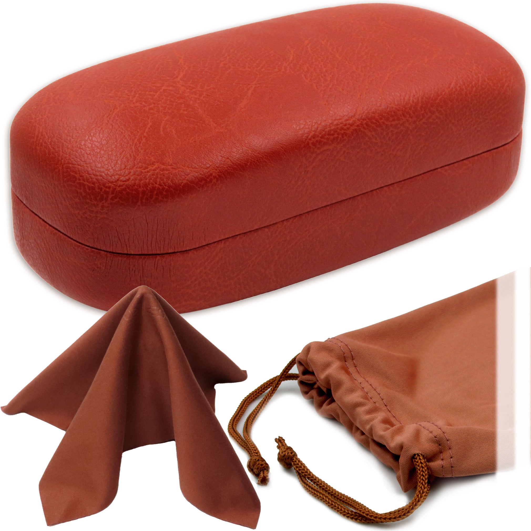 Spectacle Case Oversized XL Large Hard Sunglass for Straight frames with Cloth & Pouc ...