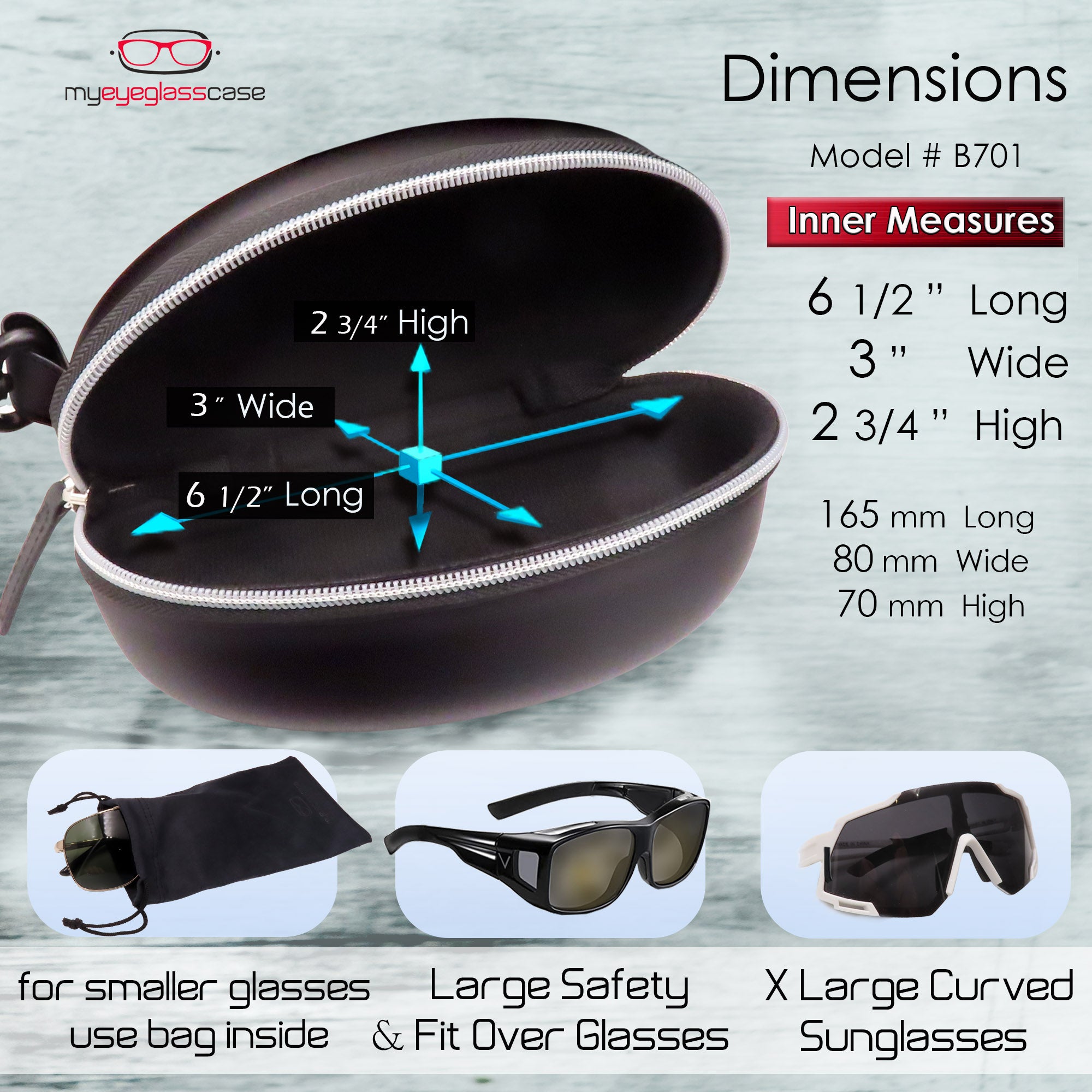 goggles hard case Oversized X Large EVA Sunglasses case - Snow Goggles