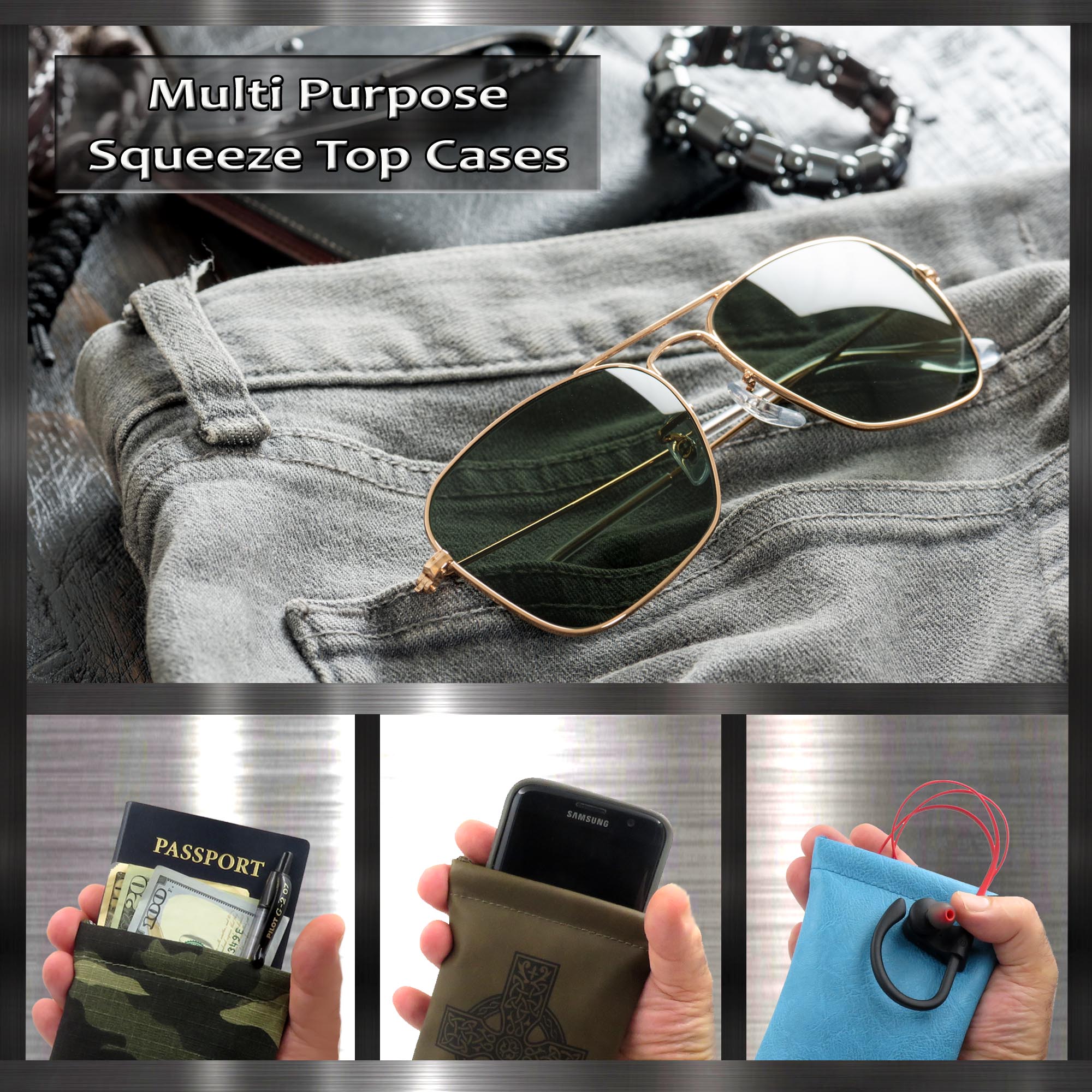 Eyeglass Case Leather 2-Pack Soft Glasses Cases Slim Faux