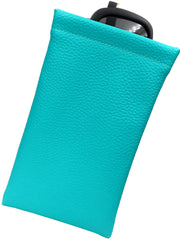 Soft Sunglasses case in Turquoise, Large Soft Glasses Case w/ Cloth, Squeeze Top (CT8 Turquoise)