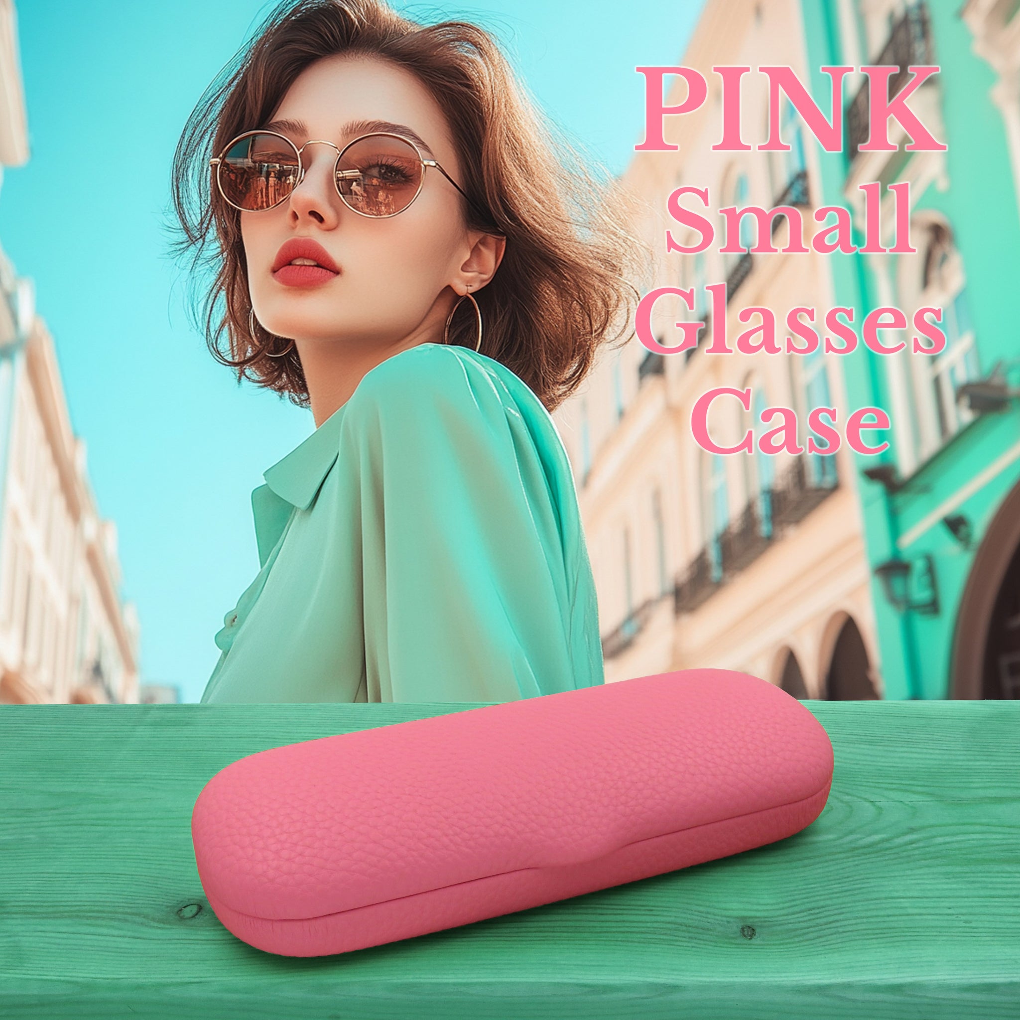 Slim Hard Shell Eyeglass Case – Small Protective Pink Glasses Case