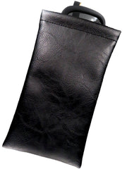 Soft Sunglasses Case - XL Eyeglass Pouch - Passport Holder in Faux Leather w/ Cloth (CT8 Black)