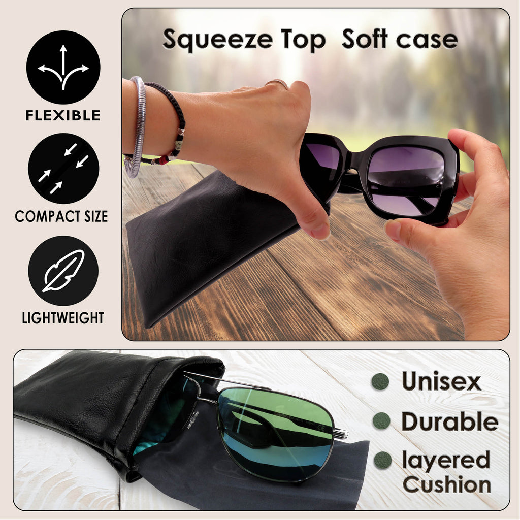 Sun Glass Case Soft Squeeze-Top Sunglasses Case Large Eyeglass