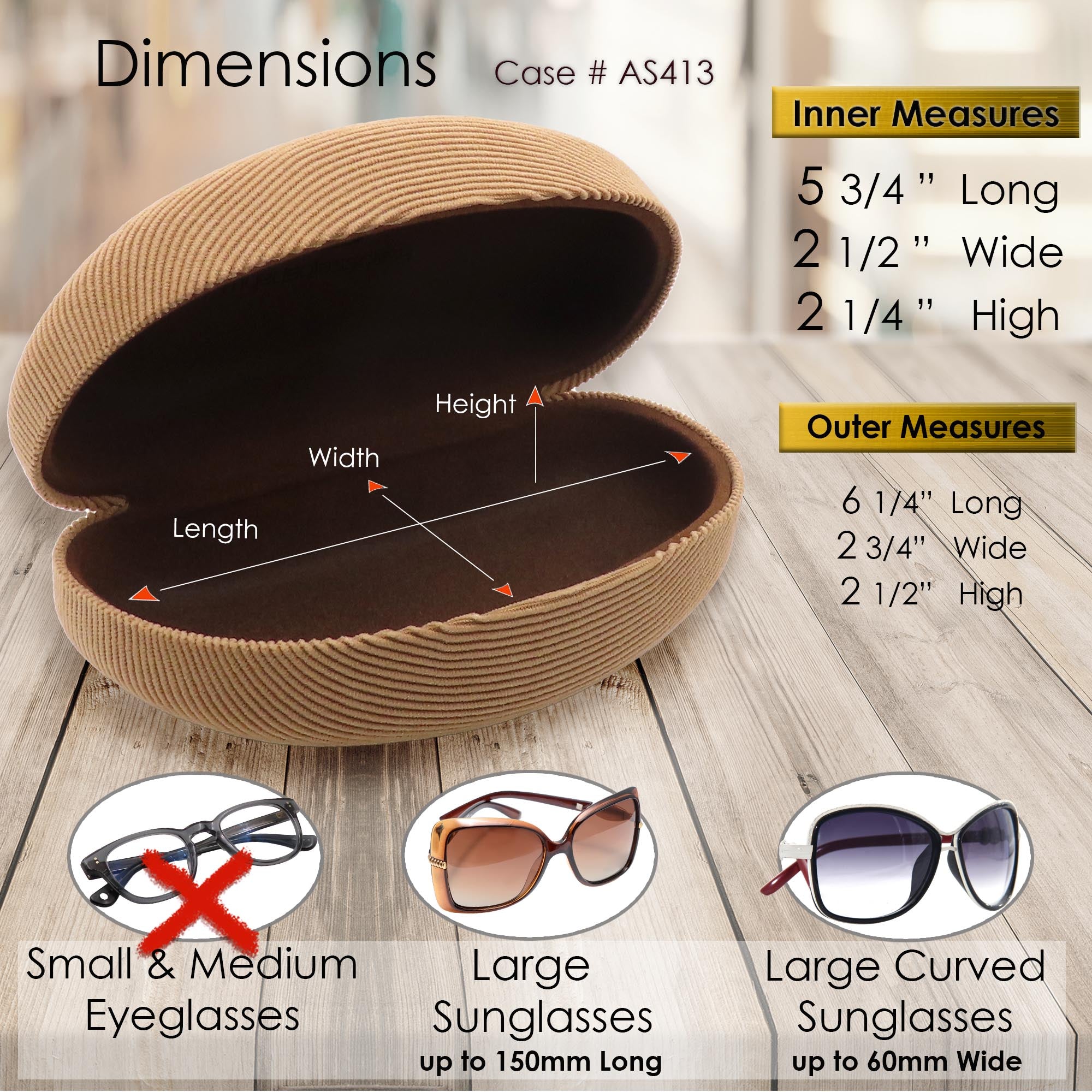 Extra Large Lens Case Elegant Extra Large Sunglasses Case w/ Pouch & Cloth - Unisex curved F ...